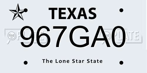 967GA0 Texas License Plate