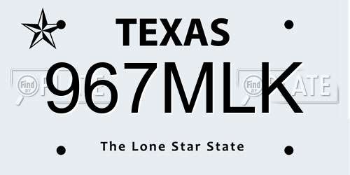 967MLK Texas License Plate