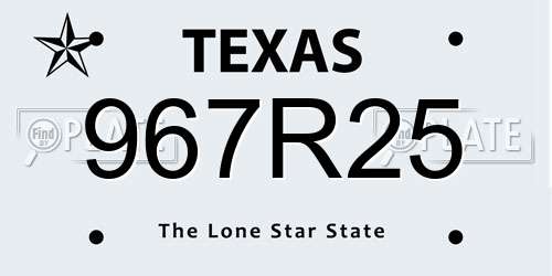 967R25 Texas License Plate