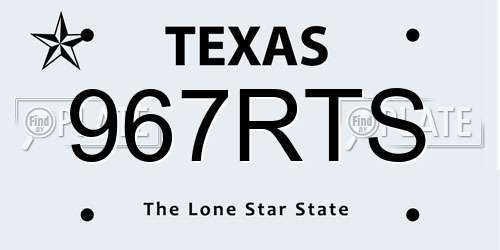 967RTS Texas License Plate