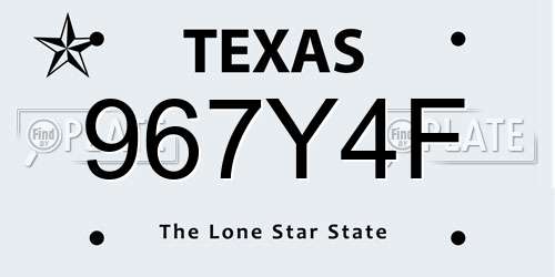 967Y4F Texas License Plate