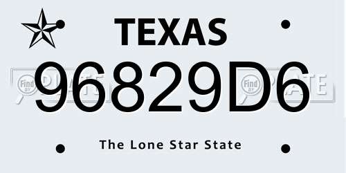 96829D6 Texas License Plate