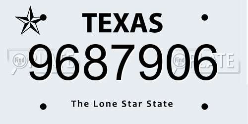 9687906 Texas License Plate