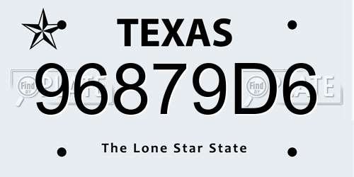 96879D6 Texas License Plate