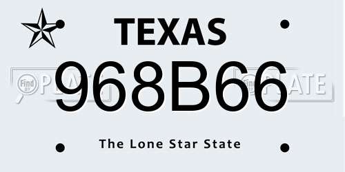 968B66 Texas License Plate