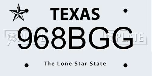 968BGG Texas License Plate