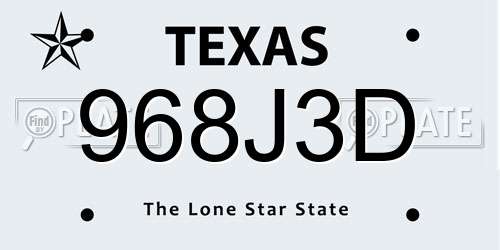968J3D Texas License Plate
