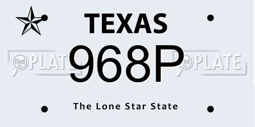 968P Texas License Plate