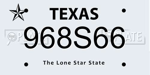 968S66 Texas License Plate