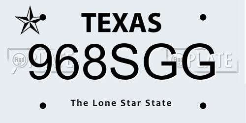 968SGG Texas License Plate