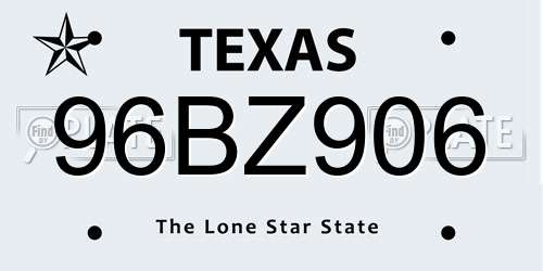 96BZ906 Texas License Plate