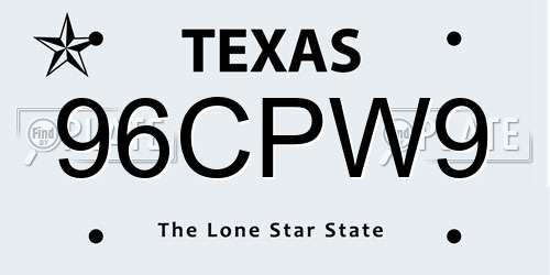 96CPW9 Texas License Plate