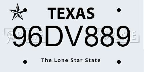 96DV889 Texas License Plate