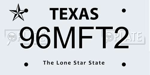 96MFT2 Texas License Plate