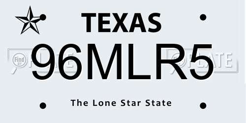 96MLR5 Texas License Plate