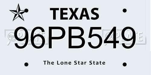 96PB549 Texas License Plate