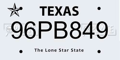96PB849 Texas License Plate