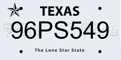 96PS549 Texas License Plate