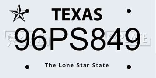 96PS849 Texas License Plate