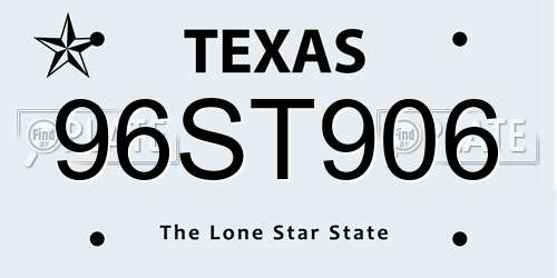 96ST906 Texas License Plate