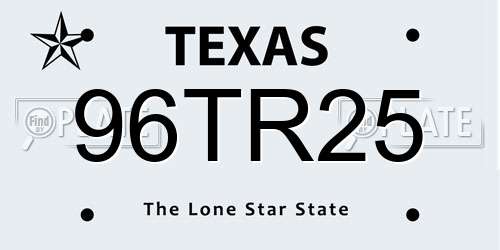 96TR25 Texas License Plate