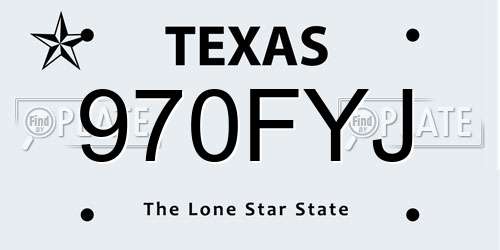 970FYJ Texas License Plate