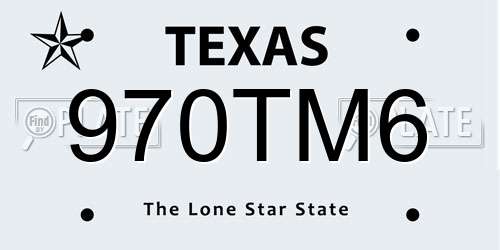 970TM6 Texas License Plate