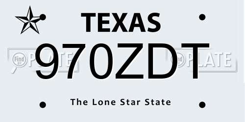 970ZDT Texas License Plate