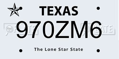 970ZM6 Texas License Plate