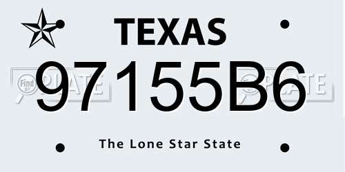 97155B6 Texas License Plate