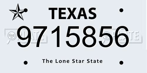 9715856 Texas License Plate