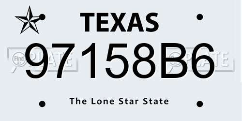 97158B6 Texas License Plate