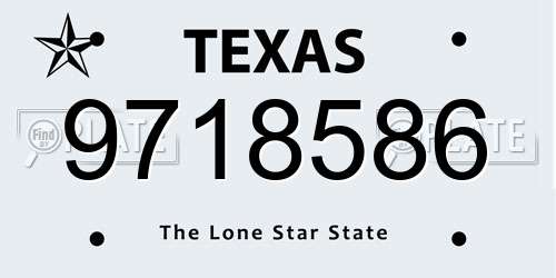 9718586 Texas License Plate