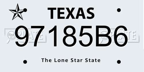 97185B6 Texas License Plate