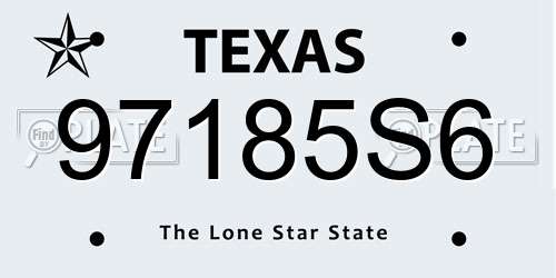 97185S6 Texas License Plate