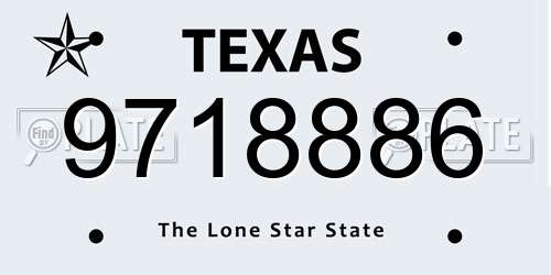 9718886 Texas License Plate