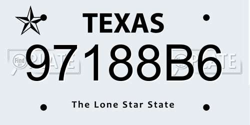 97188B6 Texas License Plate