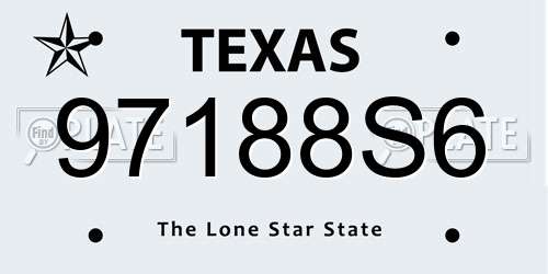 97188S6 Texas License Plate