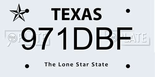 971DBF Texas License Plate