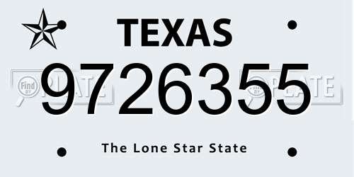9726355 Texas License Plate