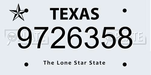 9726358 Texas License Plate
