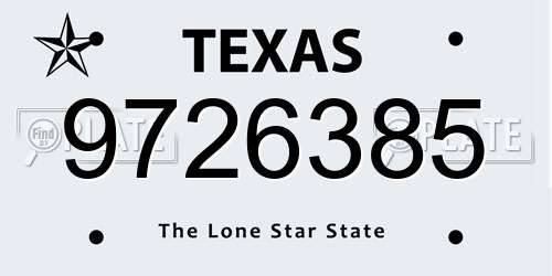 9726385 Texas License Plate