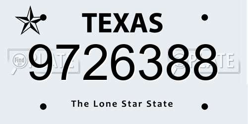 9726388 Texas License Plate