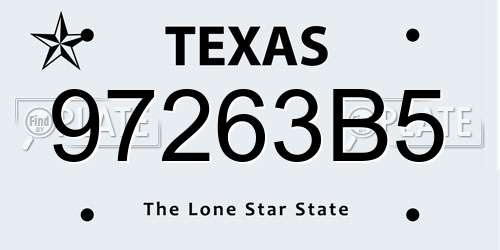 97263B5 Texas License Plate