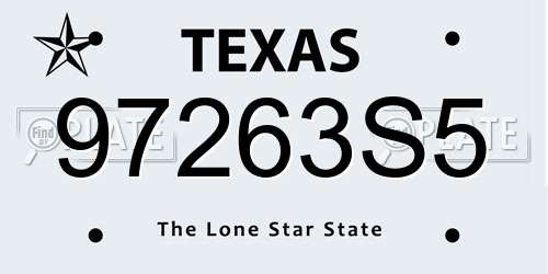 97263S5 Texas License Plate