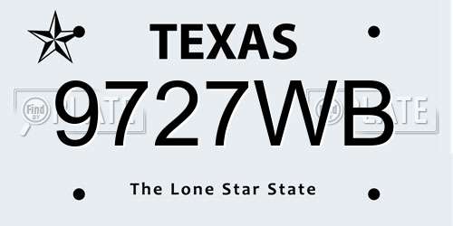 9727WB Texas License Plate