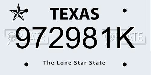 972981K Texas License Plate