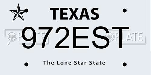 972EST Texas License Plate
