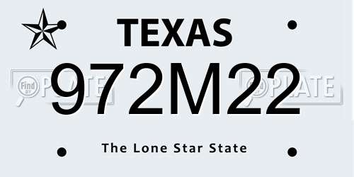 972M22 Texas License Plate