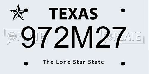 972M27 Texas License Plate